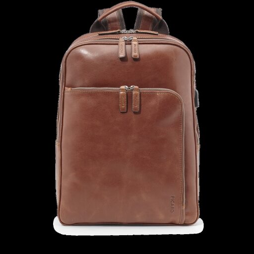 PICARD Pánský kožený batoh na notebook s USB Buddy 4636 koňak