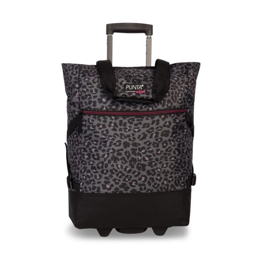 Nákupní taška na kolečkách PUNTA wheel 10008-2700 šedo-hnědá vzor leopard 