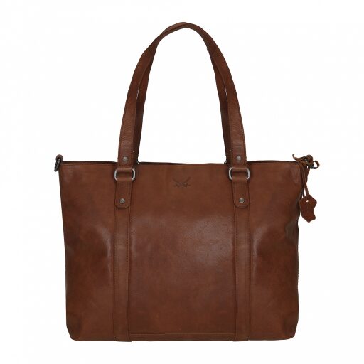 SANSIBAR Kožená shopper kabelka na A4 B-276 Saturnus hnědá
