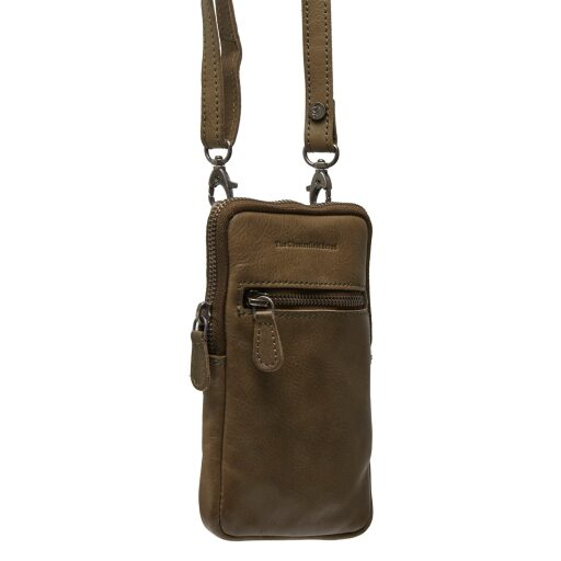 The Chesterfield Brand Kožená kabelka na mobil přes rameno / na pásek Salta C48.127302 olivově zelená - přední strana