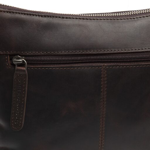 The Chesterfield Brand Kožená kabelka crossbody Faro C48.122801 hnědá - detail zipu na zadní straně