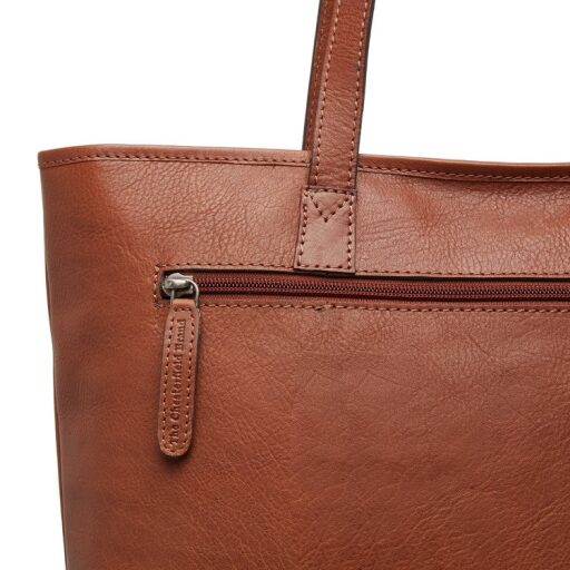 The Chesterfield Brand Kožená shopper taška na 14palcový notebook Pisa C38.019631 koňak - zipová přihrádka na zadní straně kabelky