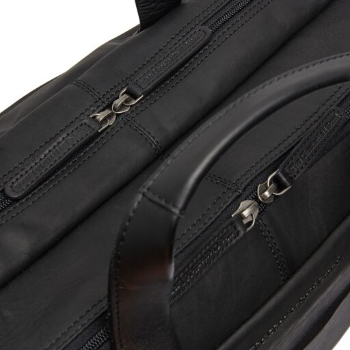 The Chesterfield Brand Kožená taška na notebook 17" C40.101500 Ryan černá - detail zipů