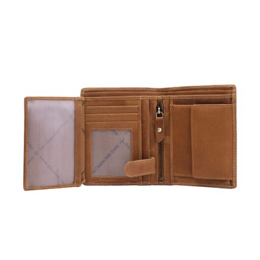 The Chesterfield Brand Pánská kožená peněženka na výšku RFID Ethel C08.040231 koňak otevřená