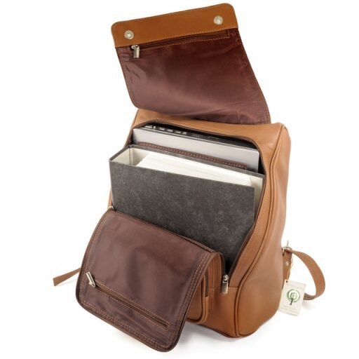 XL kožený batoh na notebook 711 koňak