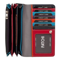 Patchi 61 RFID kožená peněženka 3001020.61.10 černá / multicolor - přihrádky na bankovky a karty