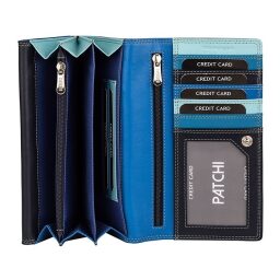 Dámská kožená peněženka PATCHI WALLET RFID 3001036.61.30 modrá / multicolor - přihrádky na bankovky a sloty na karty