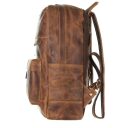Kožený batoh na notebook Carver 1691-25 hnědý levá strana