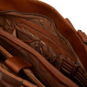 Kožená shopper kabelka na notebook The Chesterfield Brand BERLIN C38.016031 koňak otevřená