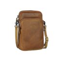Kožená crossbody kabelka na mobil a doklady SPARWELL KEMPT KENNA koňaková - přední strana tašky