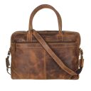Greenburry kožená vintage taška na notebook 15,6" Amber 1646-25 hnědá přední strana