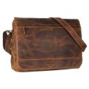 Greenburry kožená vintage taška na notebook 14" 1766B-25 hnědá přední strana