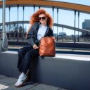 Dámský kožený batoh do města Chesterfield Brand Amanda koňak přední strana