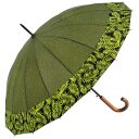 Dámský holový deštník s dřevěnou rukojetí s motivem listů C-COLLECTION Auto 402-3