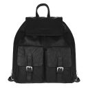 ESTELLE Kožený batoh s kapsami 0352-06 černý