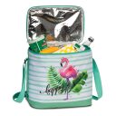Fabrizio cooler bag - chladící taška Happy 50408-2300 světle zelená s plameňákem otevřená