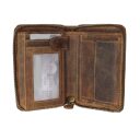 Greenburry Zipová kožená peněženka RFID Alfie 821A-25 hnědá